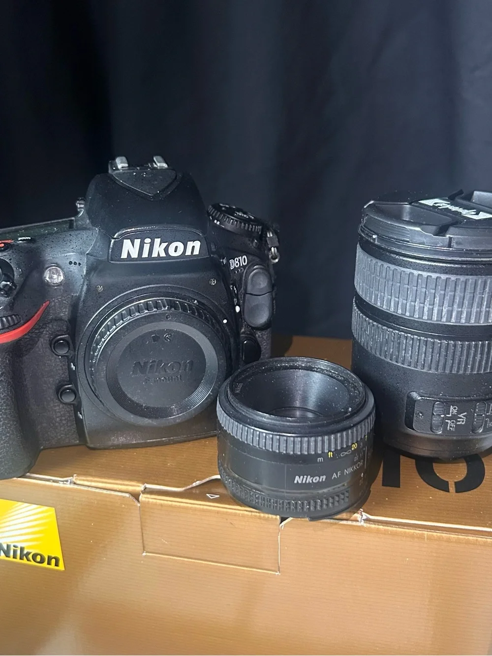 Nikon D810 DSLR with Black Body and Black Lenses
